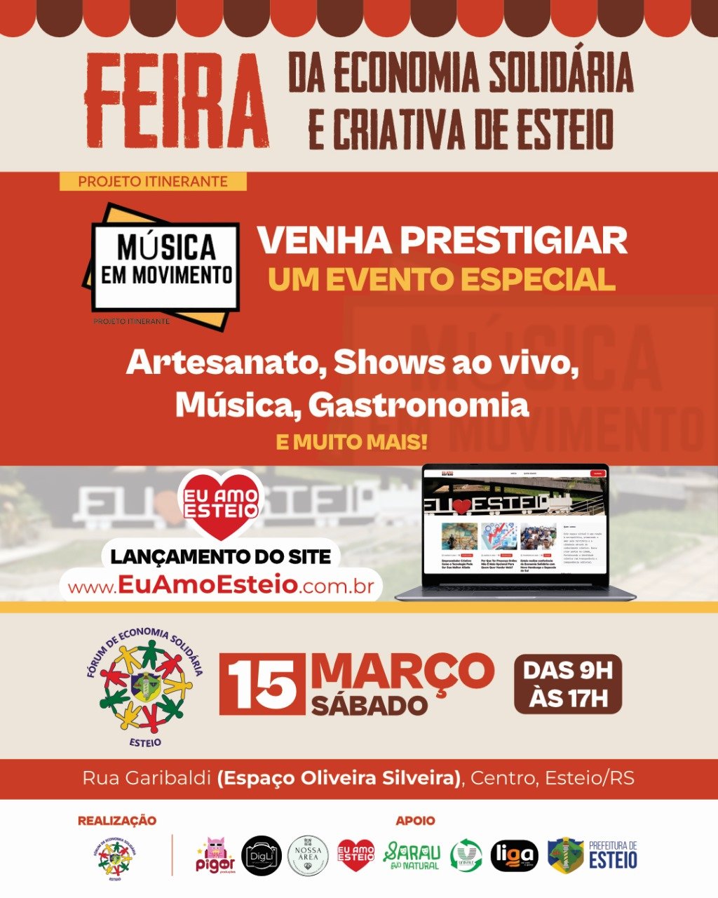 Feira da economia solidaria e criativa de esteio Panfleto 15 de março de 2015